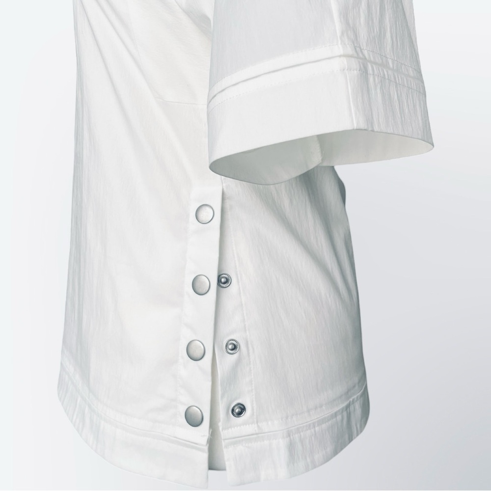 Modern Citizen “Chiyo” Side Button Short Sleeve Zip-Back Blouse Top White XS EUC - Picture 6 of 16